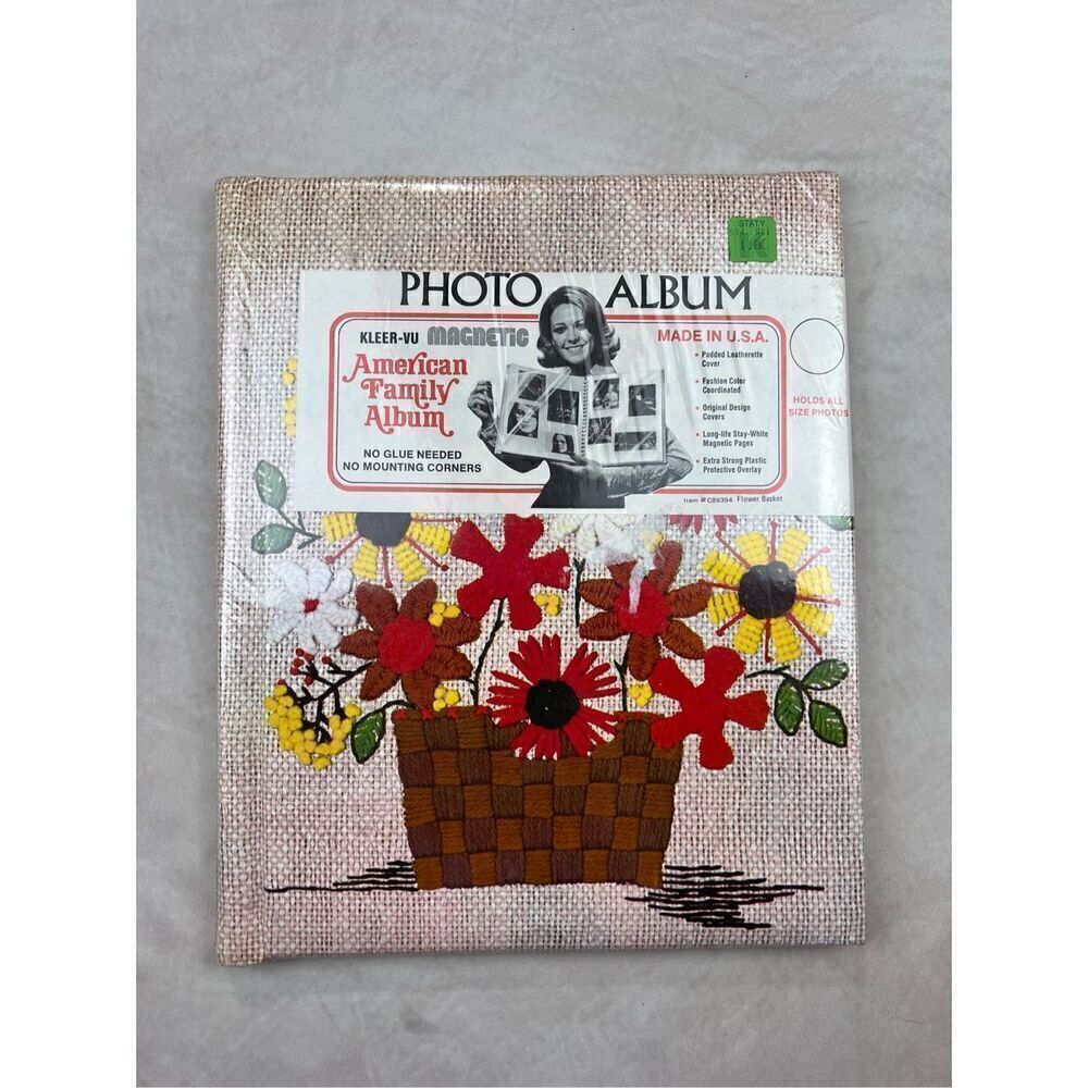 Vintage NOS 1970s Floral Photo Album Crewel